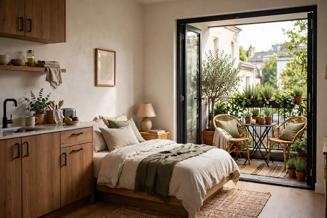 Airbnb studio outdoor balcony
