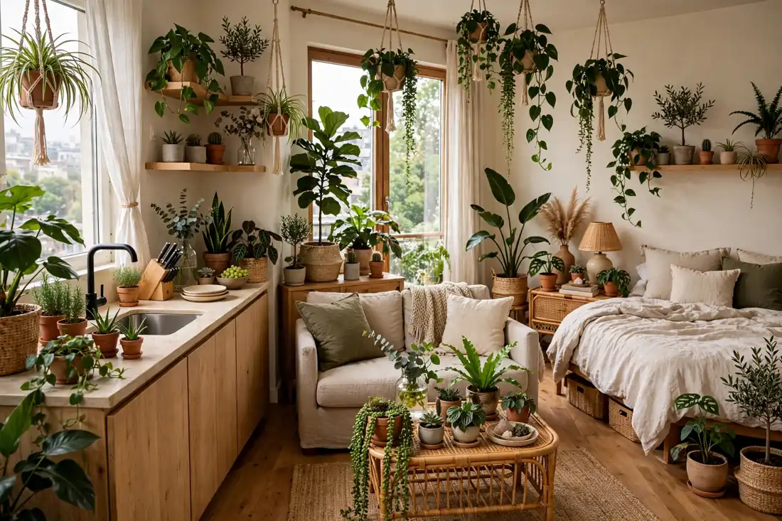 Studio with plants