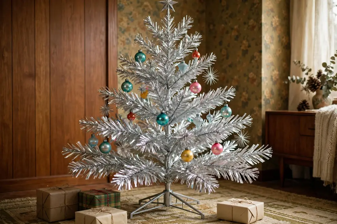 Retro aluminium tinsel tree