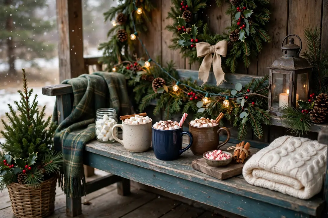 Traditional cocoa station on a porch
