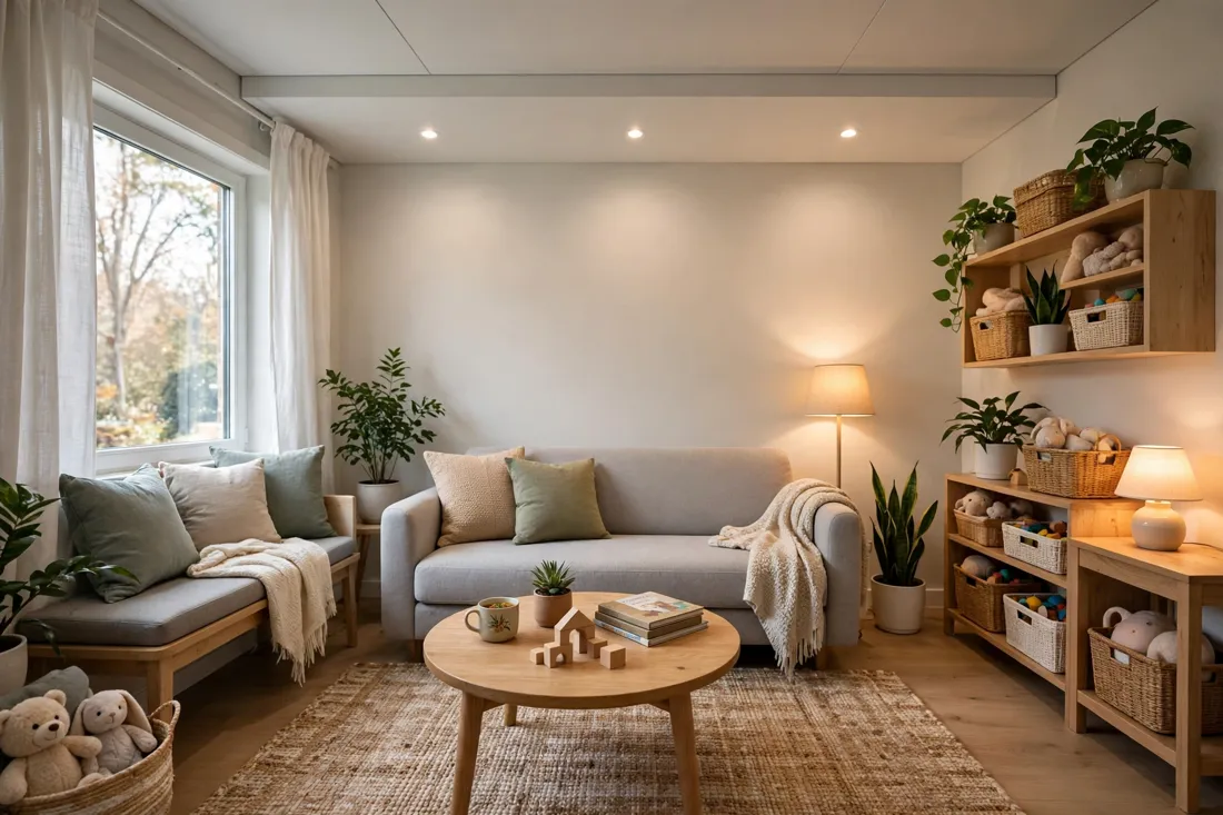 Studio apartment family lighting plan