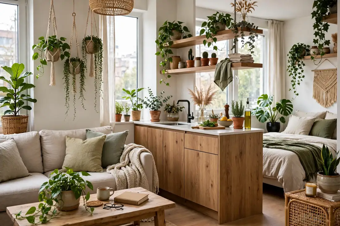Airbnb studio plant touches