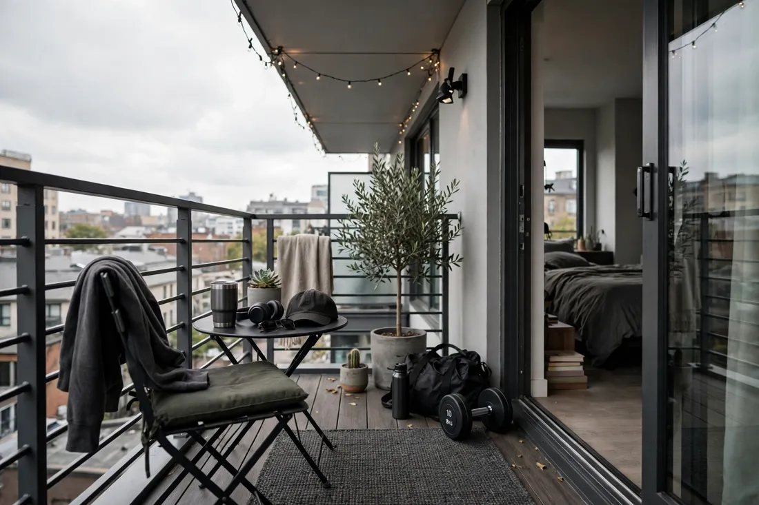 Men's balcony setup