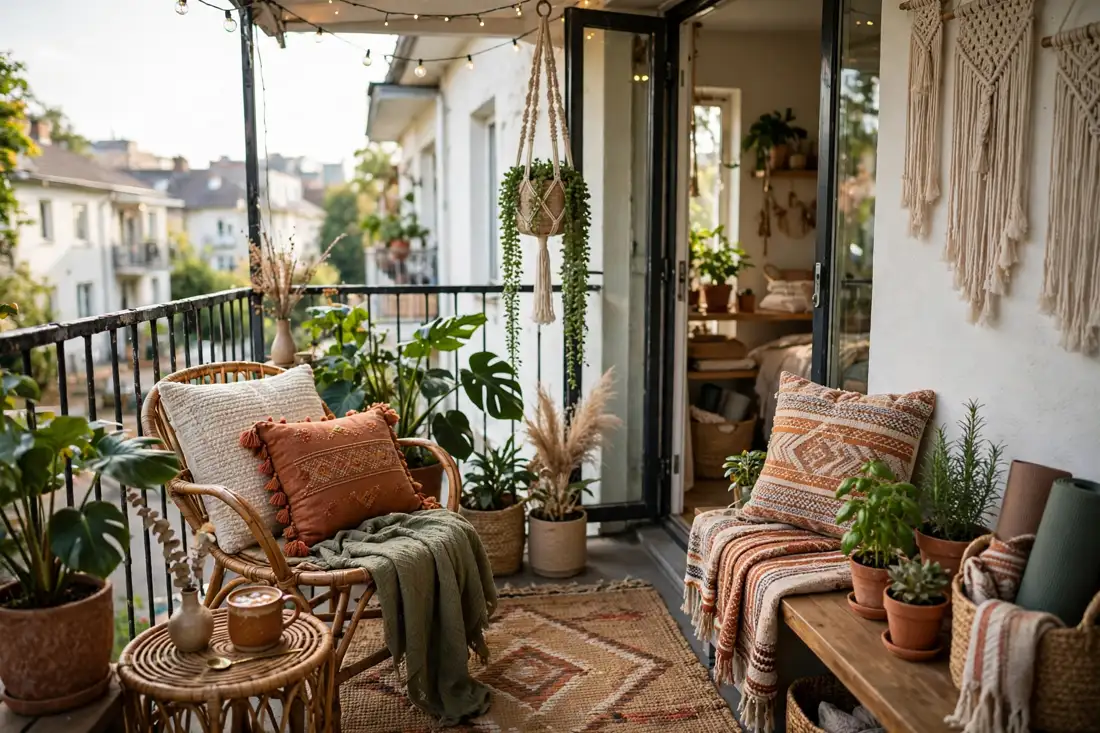 Outdoor boho balcony