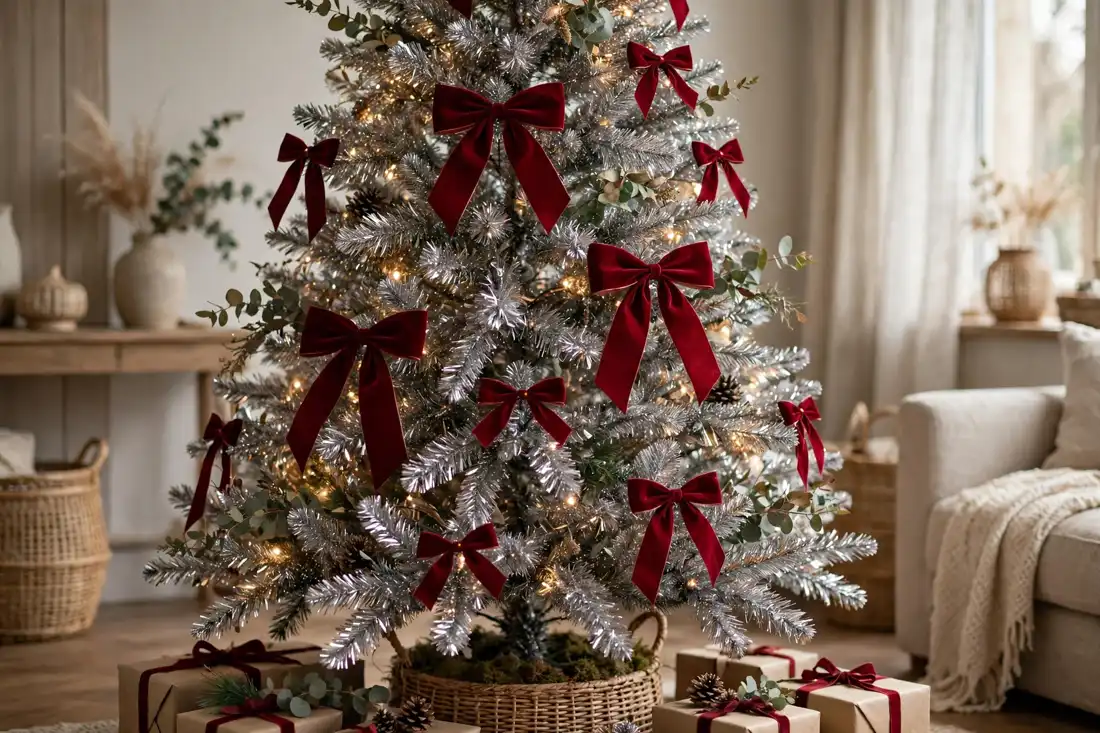 Tinsel and bows tree