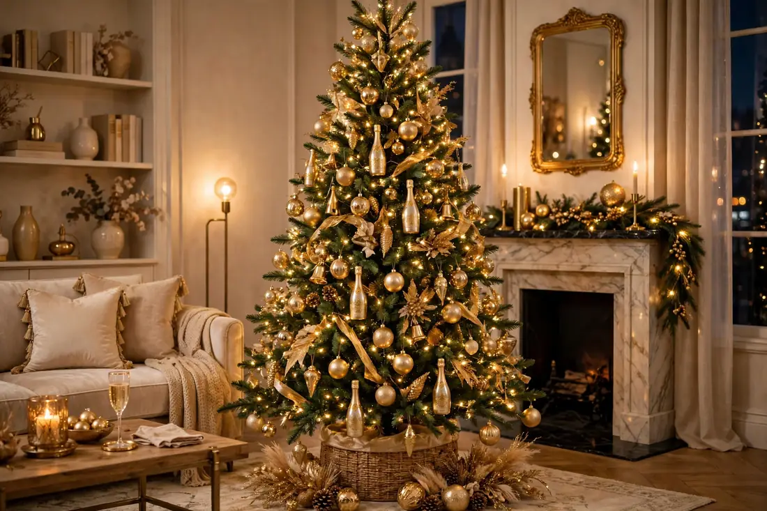 Elegant tree with champagne bows