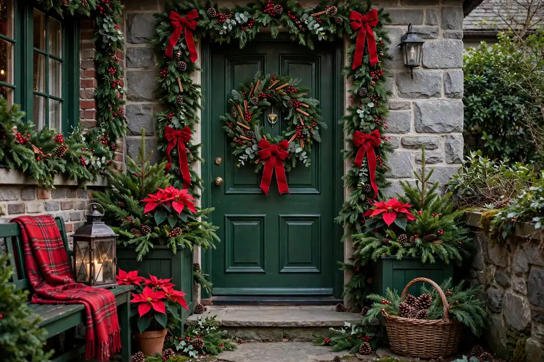Red and green entryway colour scheme