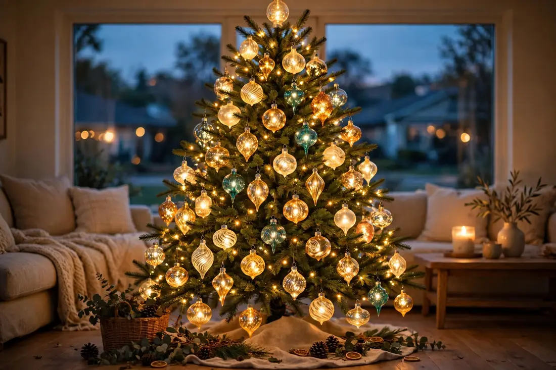 Glass ornaments evening glow