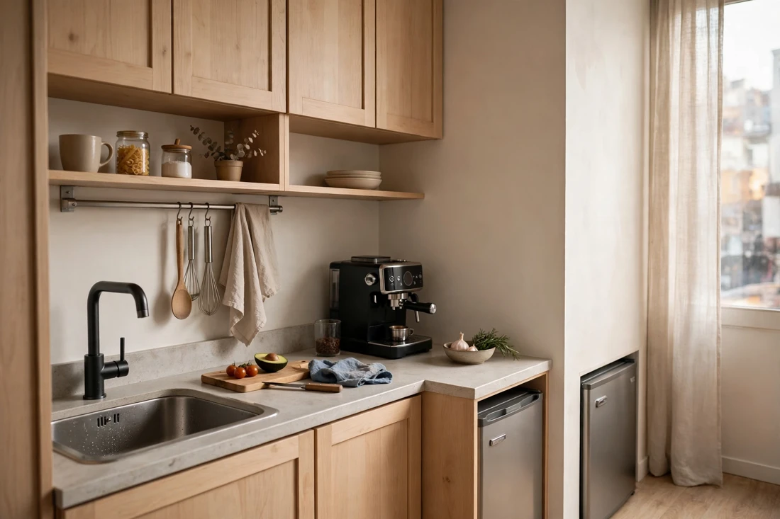 Studio apartment kitchen corner tip