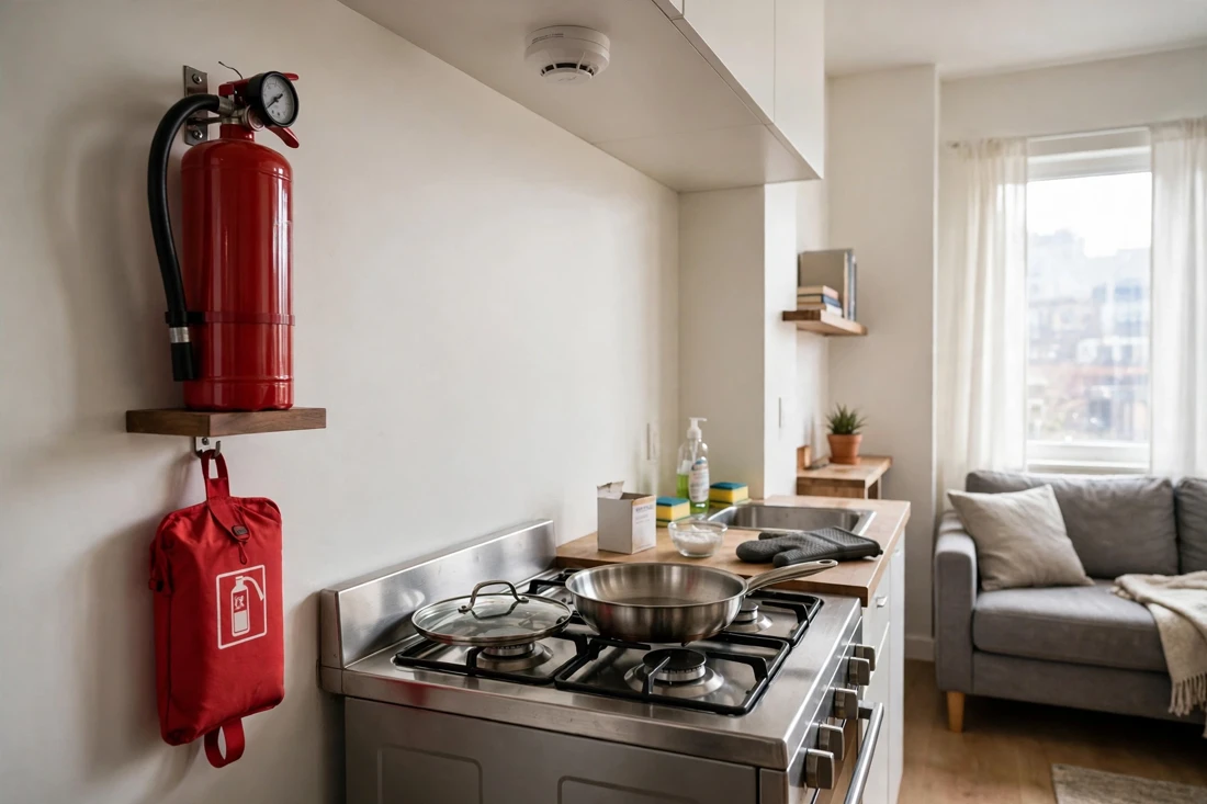 Studio apartment kitchen fire safety tip