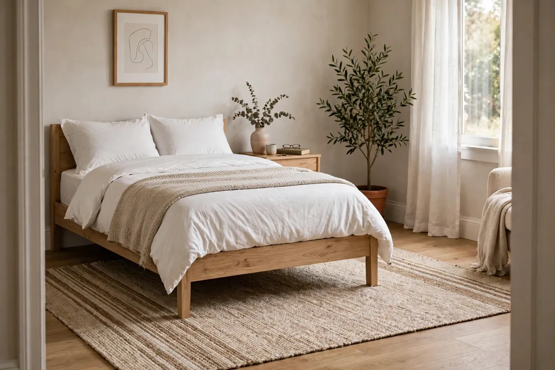 Rug placement for twin bed