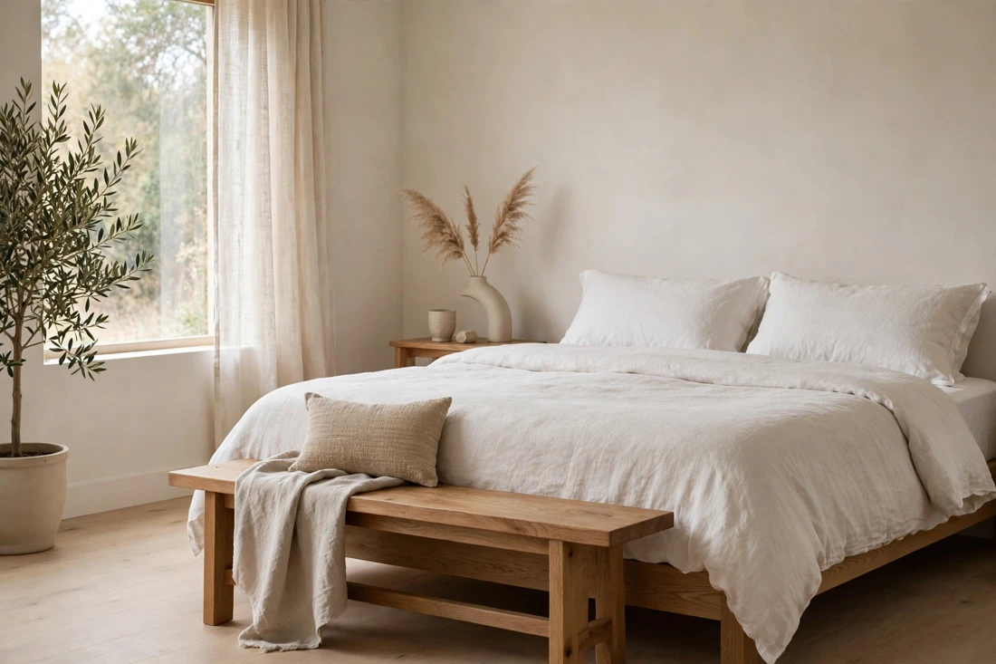 Minimalist wooden bench