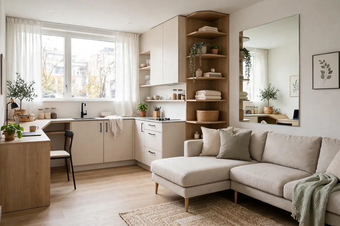 Studio apartment corner furniture