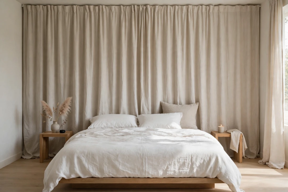 Minimalist curtain headboard wall
