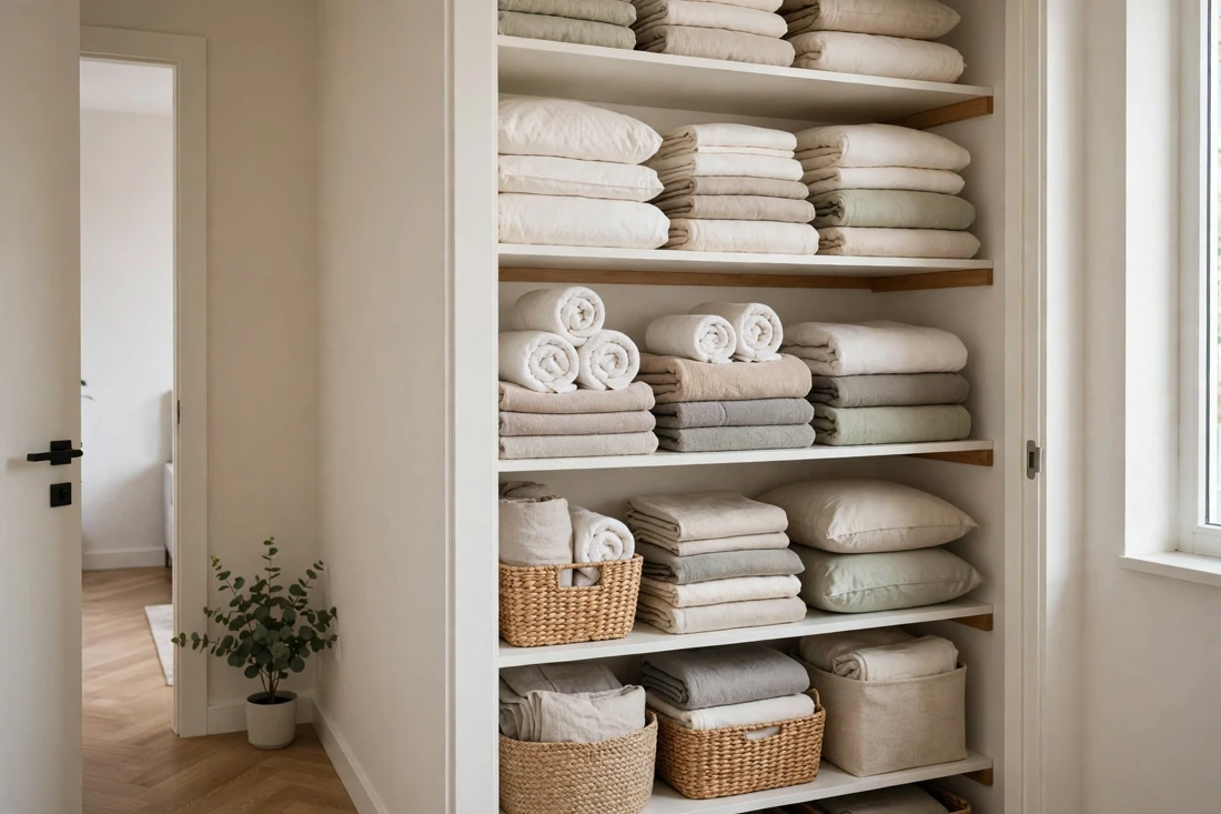 Small apartment linen closet storage