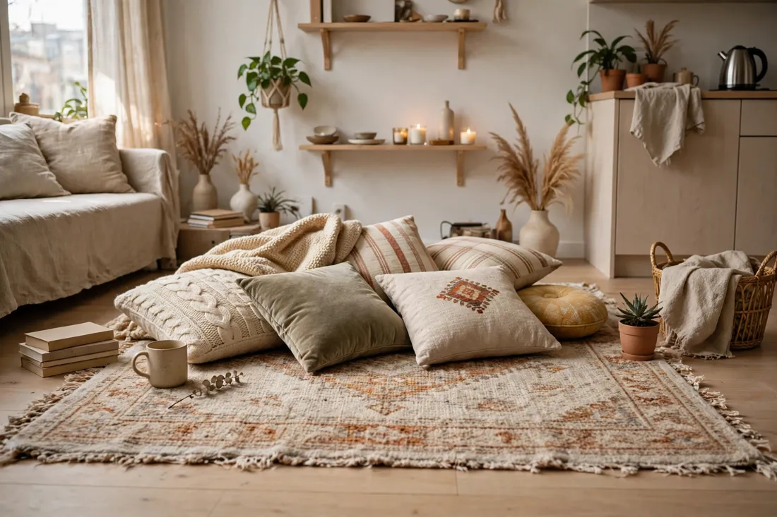 Studio apartment rug personal touches