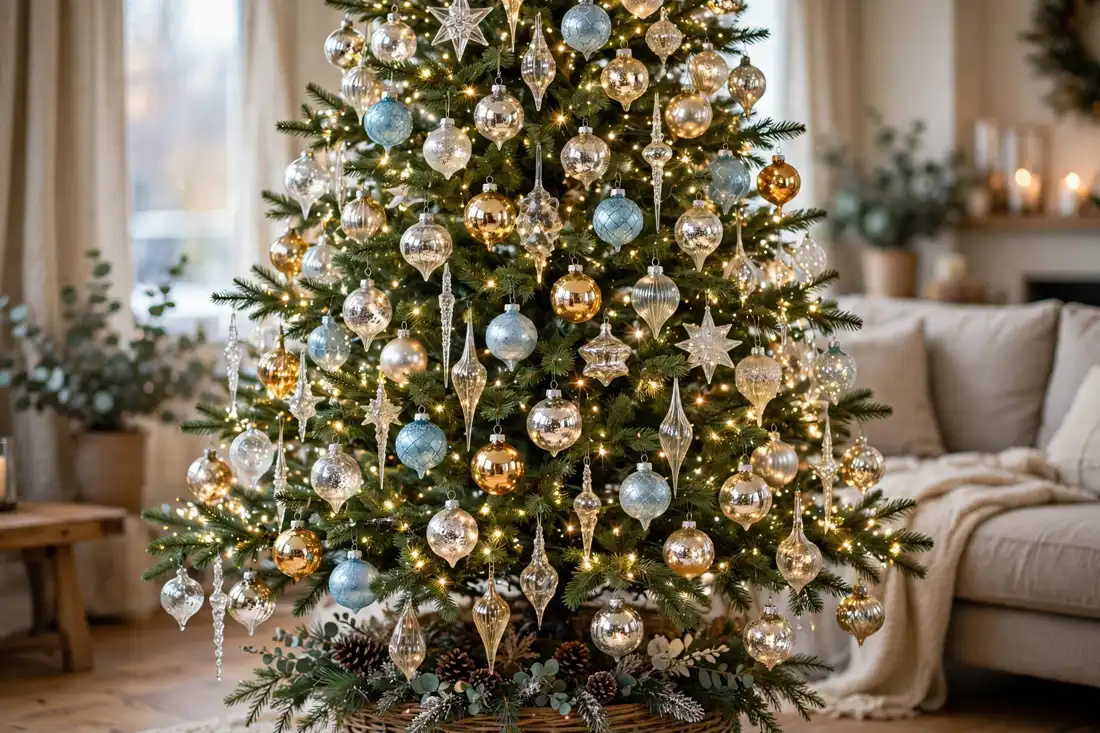 Sparkling glass ornament tree