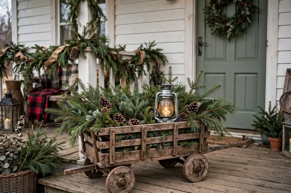 Wooden Wagon with Pine