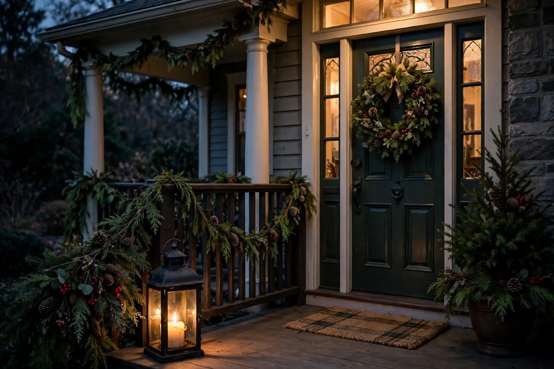 Candle lantern evening front porch