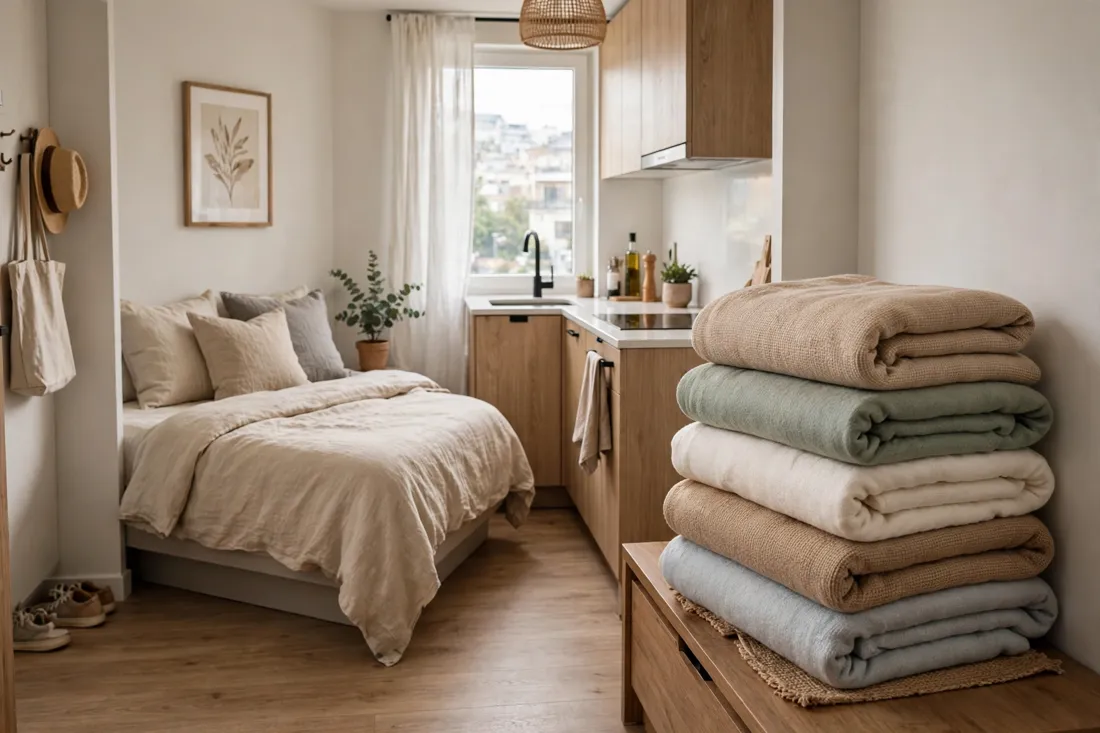 Airbnb studio extra blankets