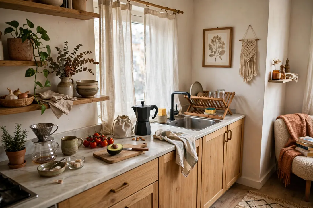 Studio apartment kitchen personal touches