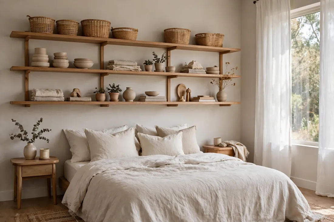 Neutral open shelving