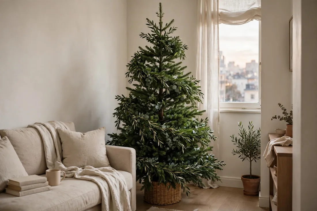Apartment tree with garland only