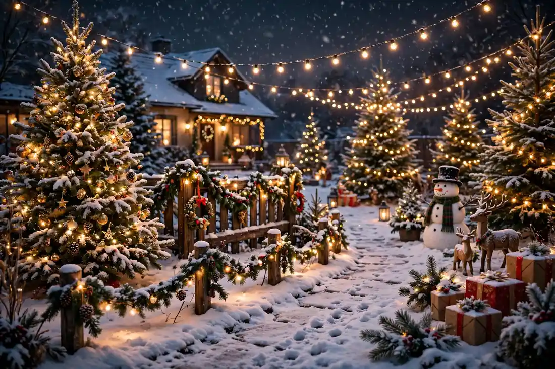 Magical outdoor Christmas wonderland
