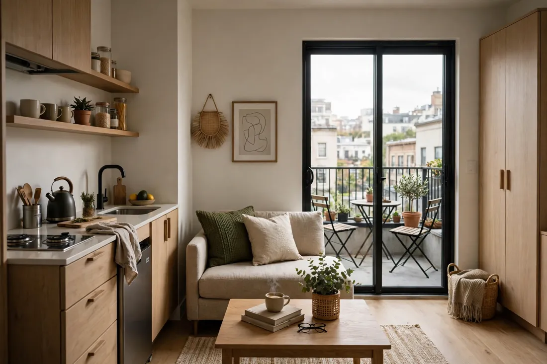 Studio with balcony