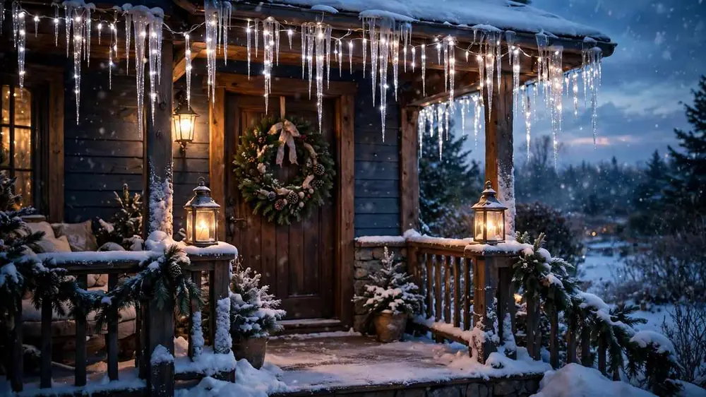 Magical Evening Porch with Icicle Lights