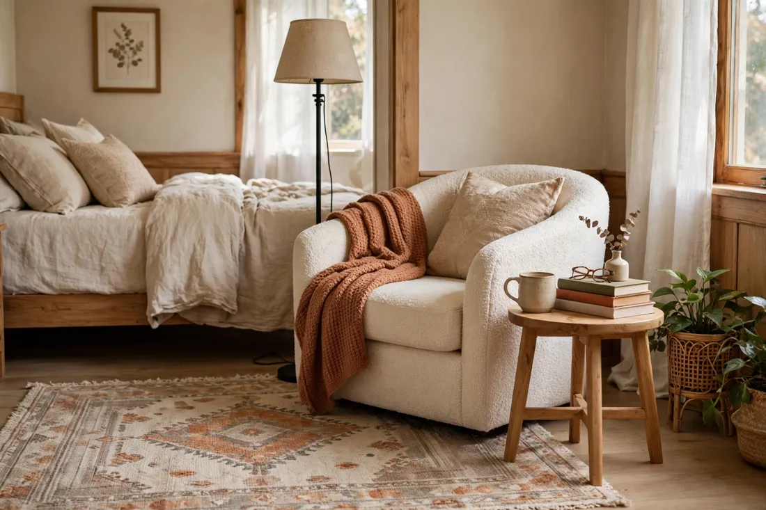 Bedroom rug for reading corner
